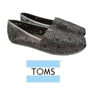 TOMS Silver Glitter Sparkly Alpargata Slip-on Loafers Size 8.5